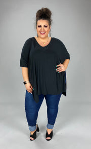 19 SSS-D {Feeling Carefree} BLACK ***Sale***Solid Top PLUS 1X, 2X, 3X