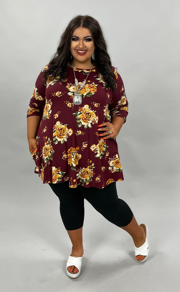 93 PQ-E {Golden Jewel} Wine/Gold Floral***FLASH SALE*** Top EXTENDED PLUS SIZE 3X 4X 5X