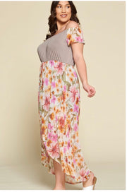 RP-C {Sheer Goddess} Olive Sheer Tan Floral Overlay PLUS SIZE 1X 2X 3X SALE!!