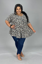 23 PSS-A {Took My Turn} Leopard Print V-Neck Top EXTENDED PLUS SIZE 3X 4X 5X