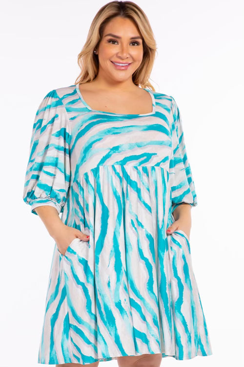 61 PQ-B {Fully Committed} ***SALE***Teal Babydoll Dress PLUS SIZE 1X 2X 3X