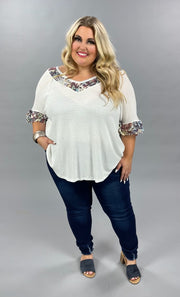 71 SD-A {Summer Dreams} SALE!! Ivory Tunic with Tie Dye Neck/Sleeve Plus Size 1X 2X 3X