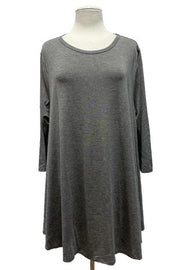 78 SQ-Q {On Your Team} Grey Quarter Sleeve Top EXTENDED PLUS SIZE 3X 4X 5X