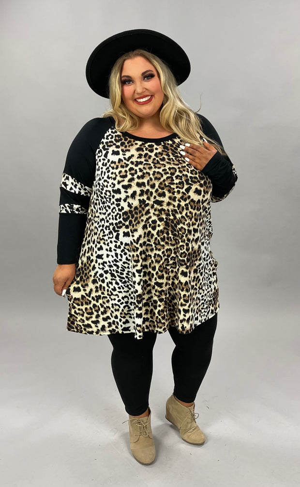 42 OR 59 CP-M {More About Me} Black/Taupe Leopard Tunic EXTENDED PLUS SIZE 4X 5X 6X***FLASH SALE***