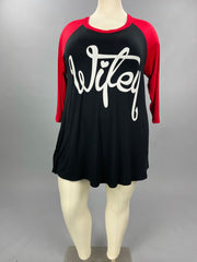 17 GT-L {Wifey For Lifey} Red/Black CURVY BRAND Graphic Tee EXTENDED PLUS 3X 4X 5X 6X