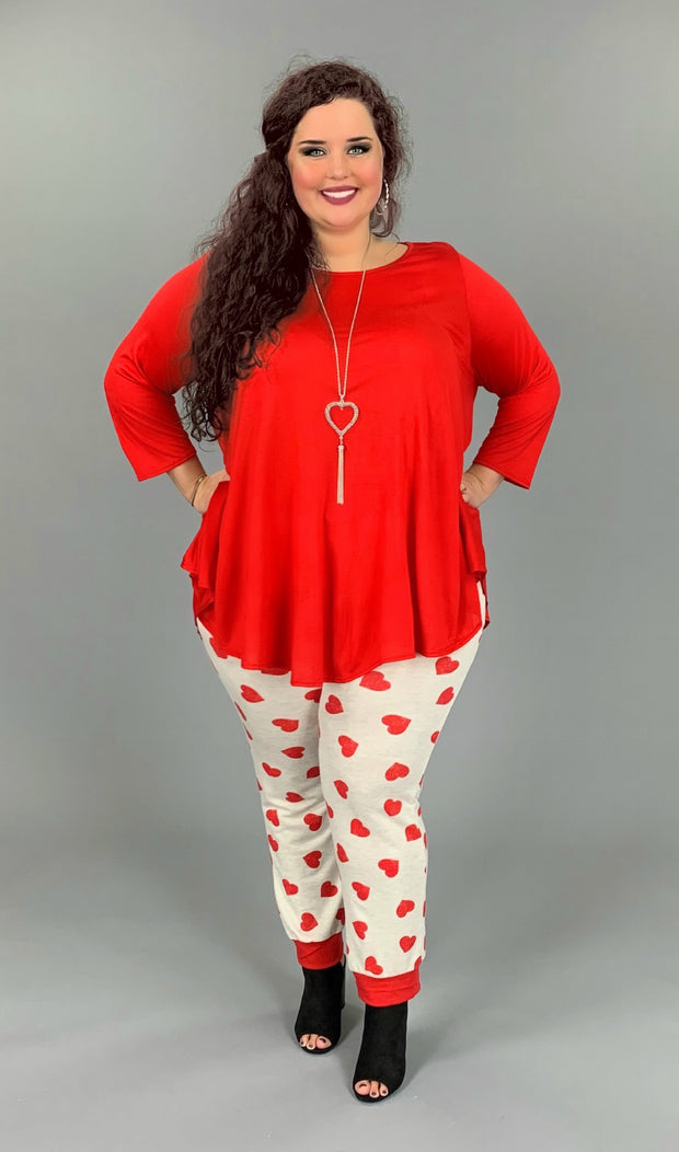 BT-E Drawstring Lounge Pants or Joggers with Red Hearts PLUS SIZE