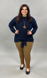 SLS-O {Take A Message} Navy Top ***FLASH SALE***with Drawstring Side Tie