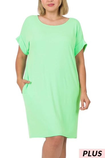 33 SSS-A {Mint 4 You} Green Mint Dress With Pockets PLUS SIZE 1X 2X 3X