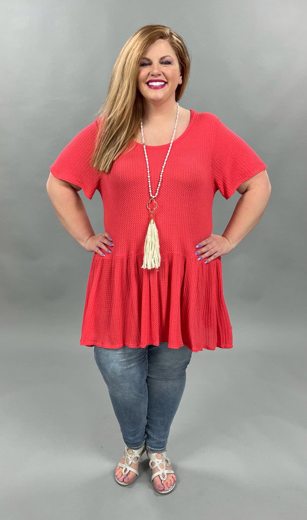 62 SSS-B {Stories Of Us) SALE!! Coral Waffle-Knit Tunic PLUS SIZE XL 2X 3X