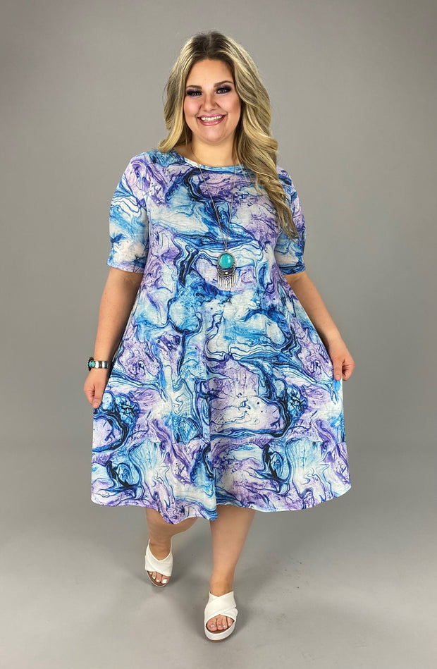 89 PSS-F {Worth The Hype} Lavender Printed Dress SALE!!  PLUS SIZE 1X, 2X, 3X