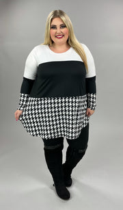 14 OR 25 CP-G {Cute For You} Ivory/Black Houndstooth Top CURVY BRAND!! EXTENDED PLUS SIZE 3X 4X 5X 6X