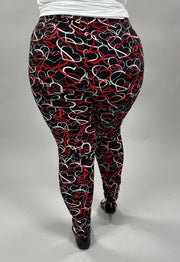 LEG-28 {Hearts On Fire} Red/White Hearts Leggings EXTENDED PLUS SIZE