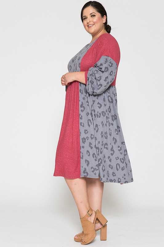 36 CP-C {Out And About} Gray Animal ***SALE***Print Dress PLUS SIZE 1X 2X 3X