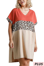 71 CP-B {Naturally Inclined} UMGEE Dress Animal Contrast Plus Size XL 1XL 2XL***SALE***