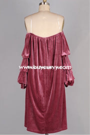 Off-I {Opera House} Mauve Velvet Dress With Ruched Sleeves Off Shoulder