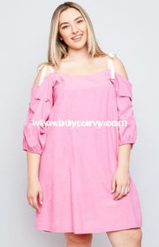 Off-Strawberry Pink With Ruched Sleeves Sale!! Off Shoulder