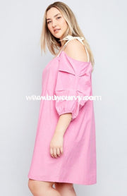 Off-Strawberry Pink With Ruched Sleeves Sale!! Off Shoulder