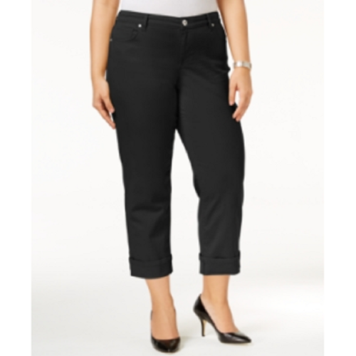 BT-Q  M-109   {Style & Co} Black Cuffed Capri Jeans Retail €59.50 PLUS SIZE 14W 16W