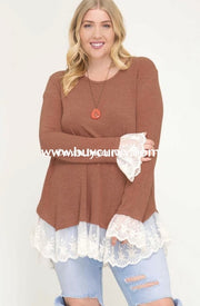 Sd-H {Happy Together} Cinnamon Knit With Lace Detail Sale!! Solid With