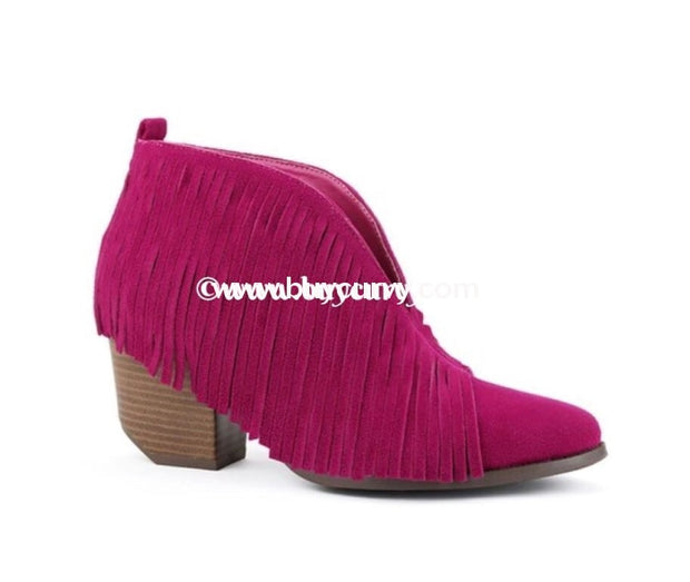 Shoes Beast Fuchsia Fringed Booties With Block Heel Sale Shoes