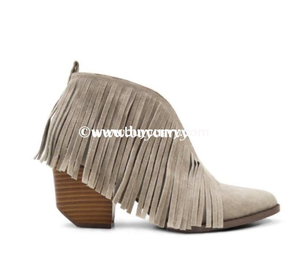 Shoes Beast Grey Fringed Booties With Block Heel Sale! Shoes
