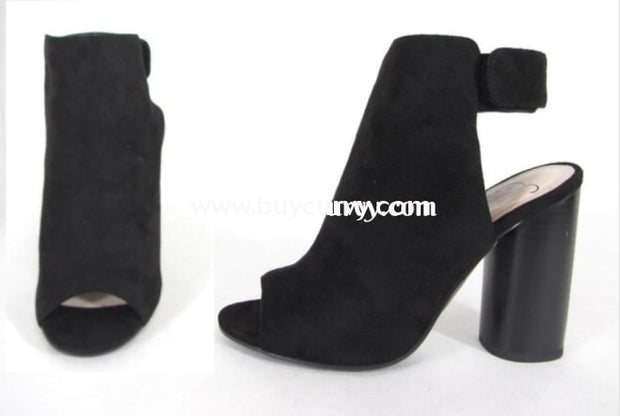Shoes Delicious Black Booties With 4 Heel & Velcro Closure Sale! Shoes